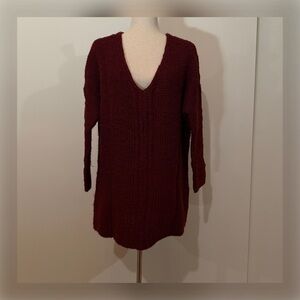 MOTH by ANTHROPOLOGIE Burgundy V-Neck Sweater